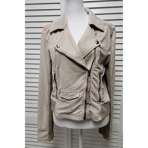 Marrakech Women's SZ M Moto Jacket Faux Suede Full Zip Pockets Tan